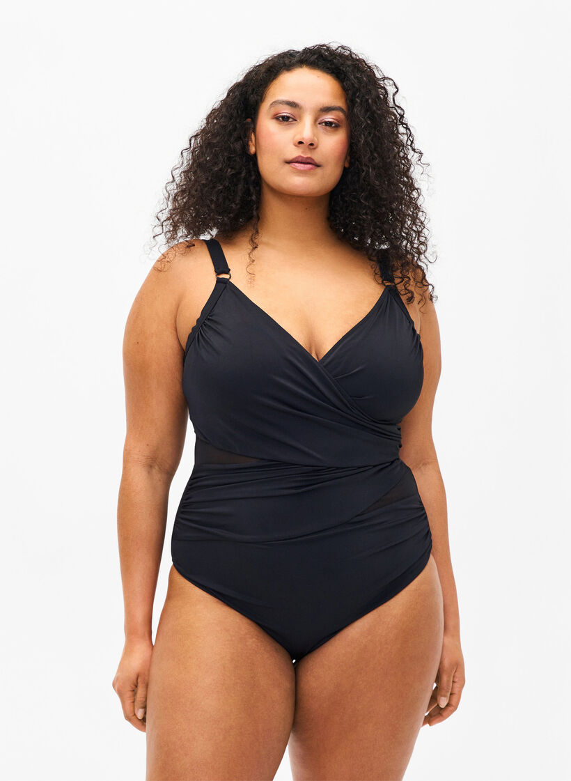 Maillot de bain portefeuille, Noir, Model image number 0