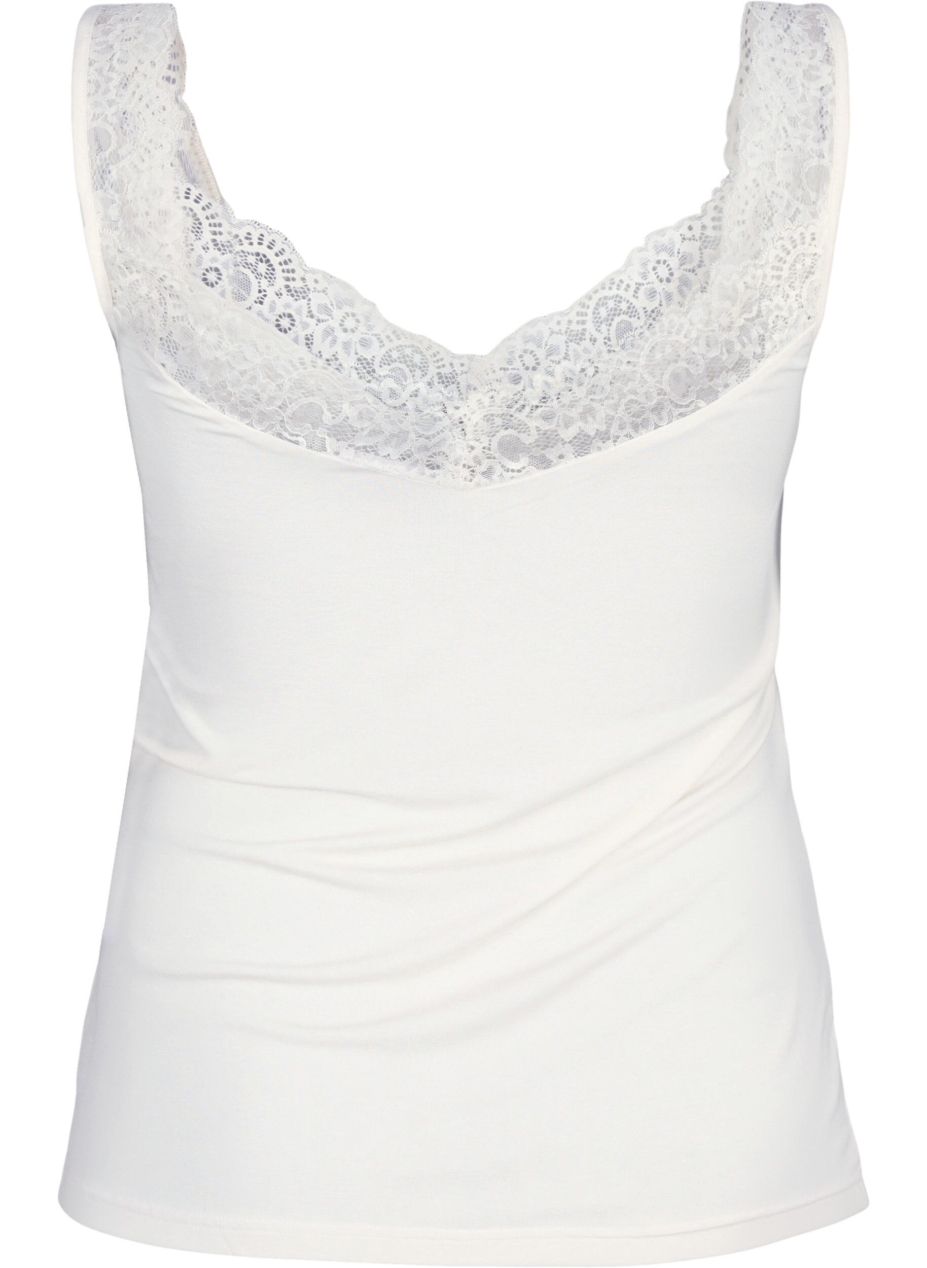 ZizziTop en viscose avec bord en dentelle, Vanille, Packshot image number 1