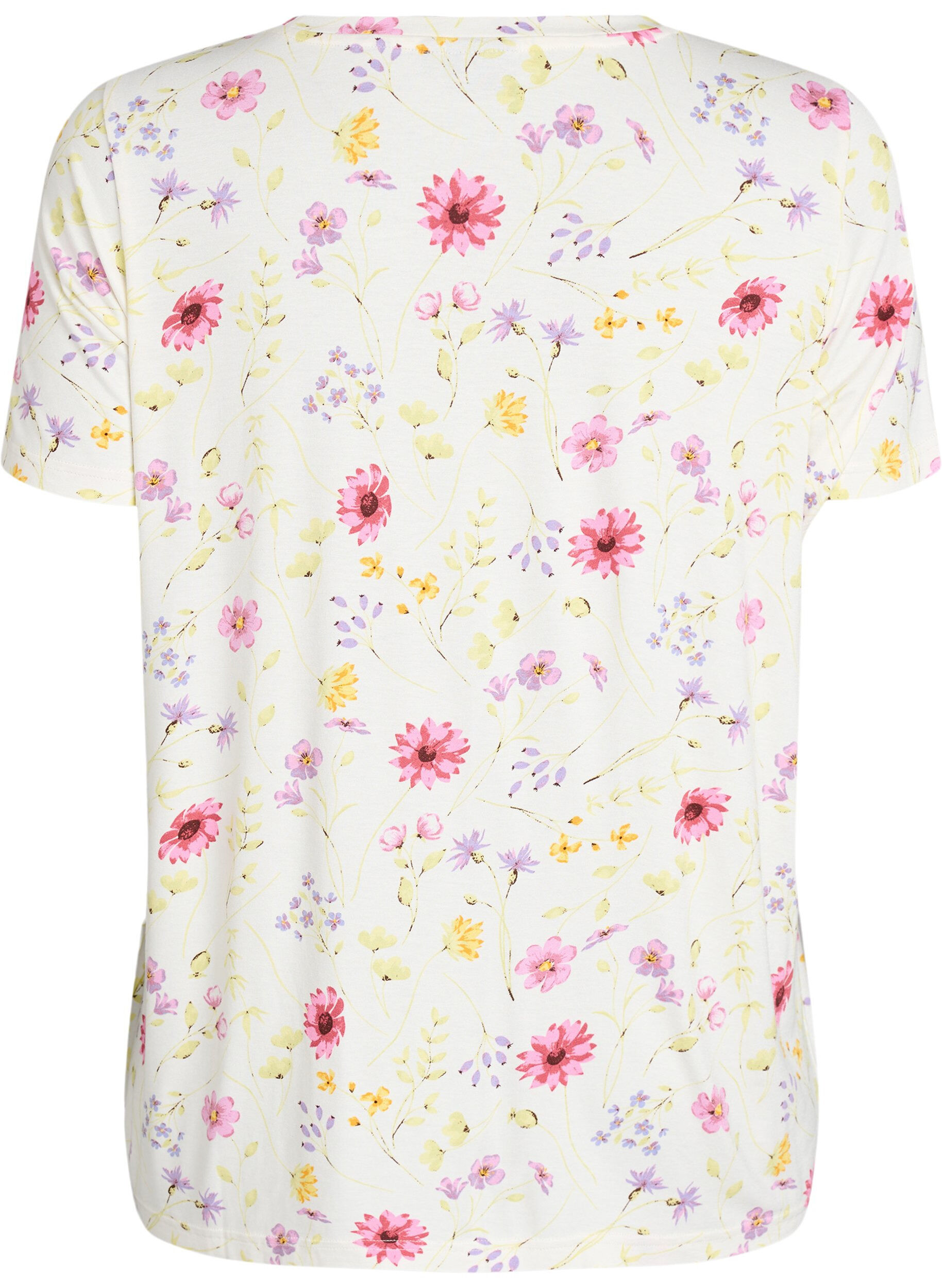 Zizzi T-shirt avec imprim&eacute; floral, Blanc, Packshot image number 1