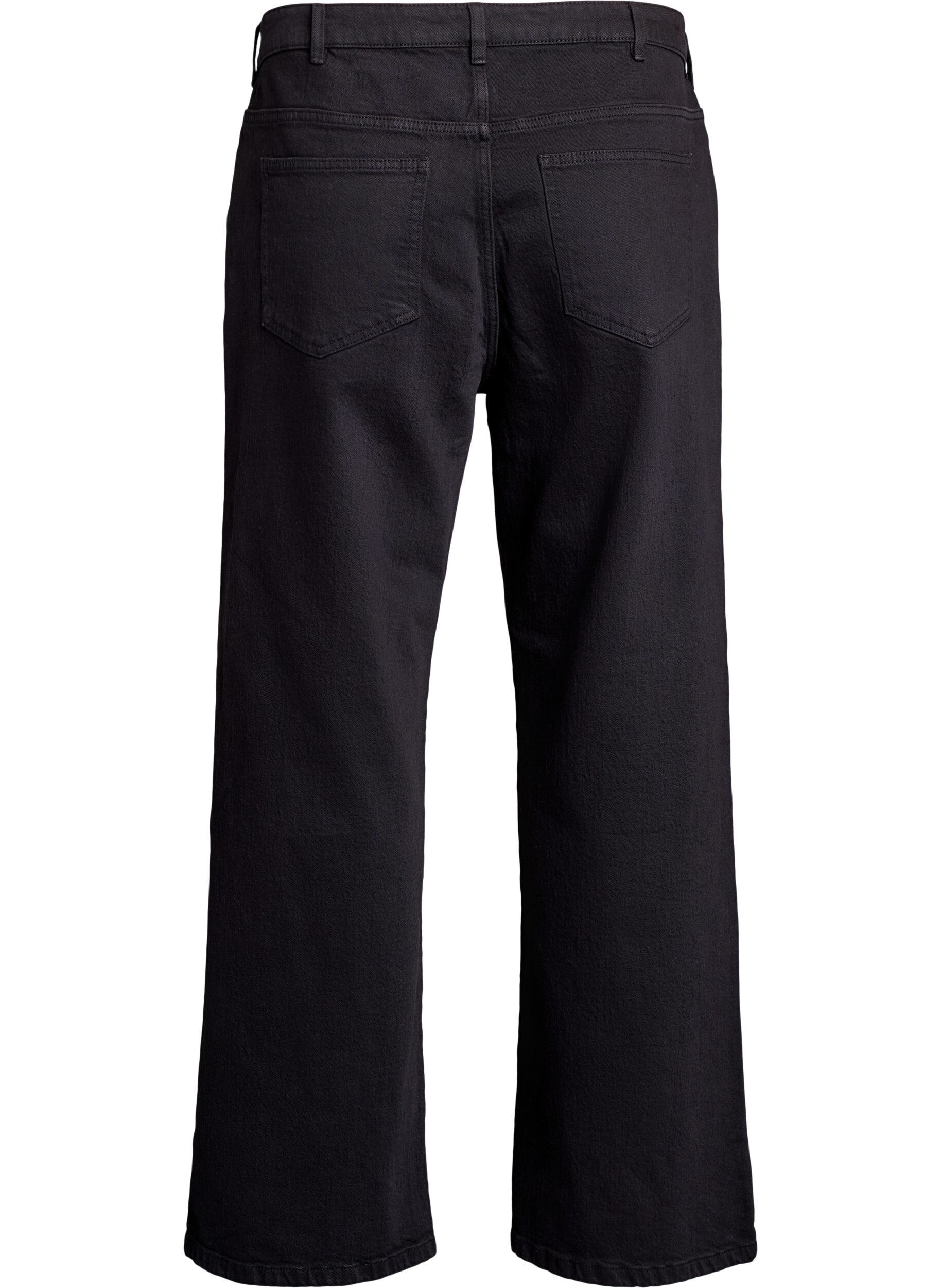 Zizzi Jean &agrave; jambe large et taille haute, Noir, Packshot image number 1