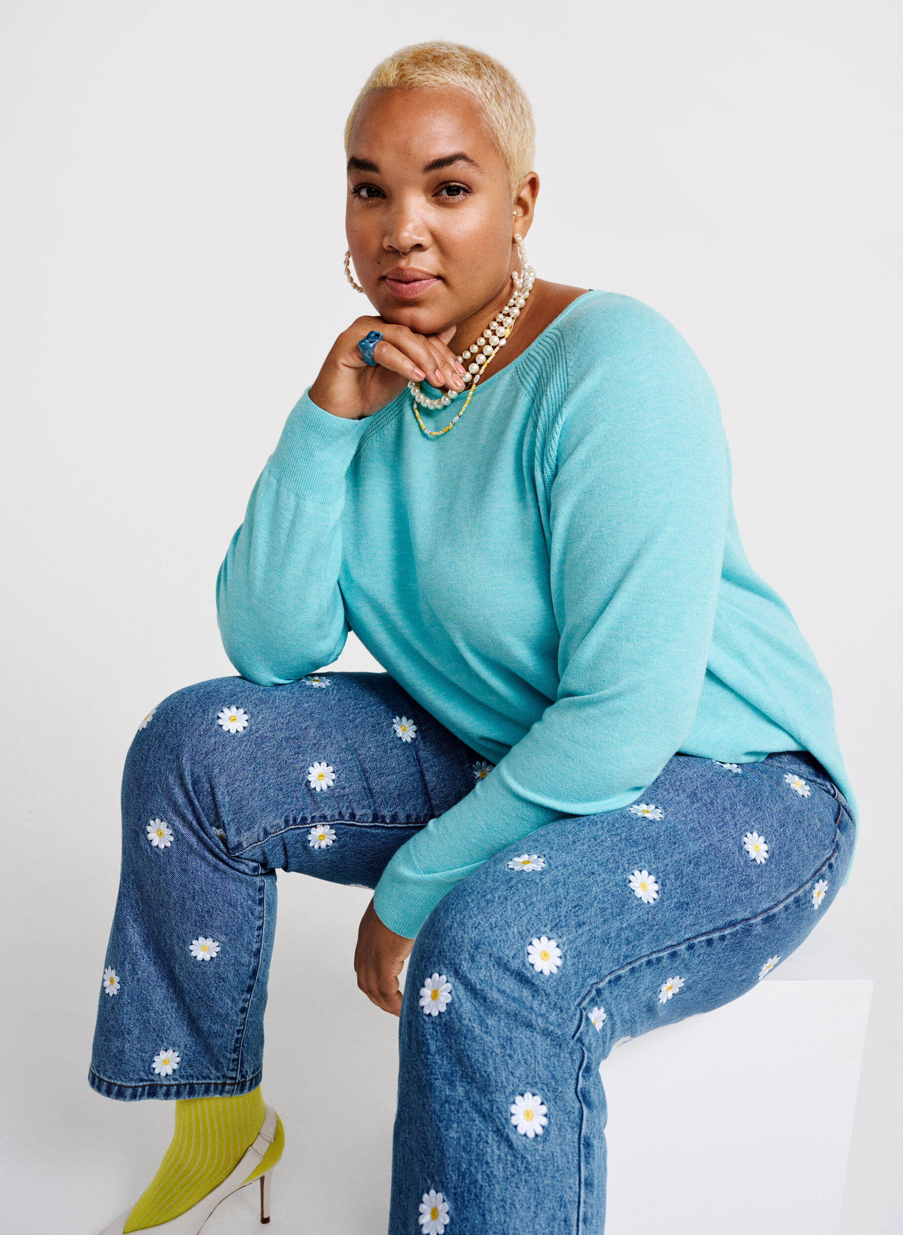 Zizzi Chemisier en tricot &agrave; manches raglan, Blue Curacao Mel., Image image number 0