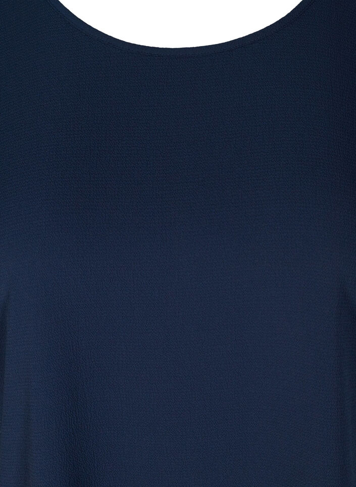 Blouse &agrave; manches courtes et encolure ronde, Bleu, Packshot image number 2