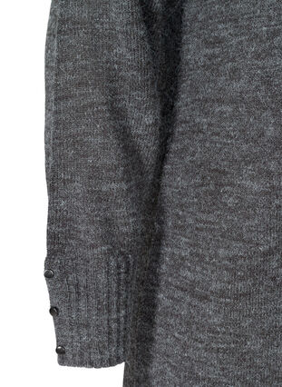 Robe en maille chinée à décolleté en V, Dark Grey Melange, Packshot image number 3