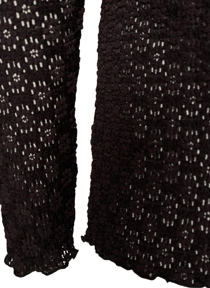 Blouse avec motif &agrave; &oelig;illets et manches longues, Noir, Packshot image number 3