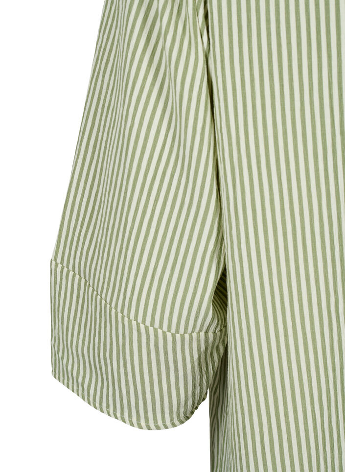 Robe rayée à manches 3/4, Green Stripe, Packshot image number 3
