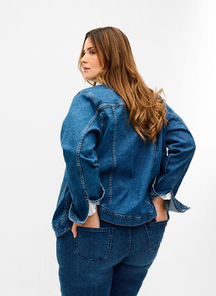 Veste courte en jean en coton, Blue denim, Model image number 1