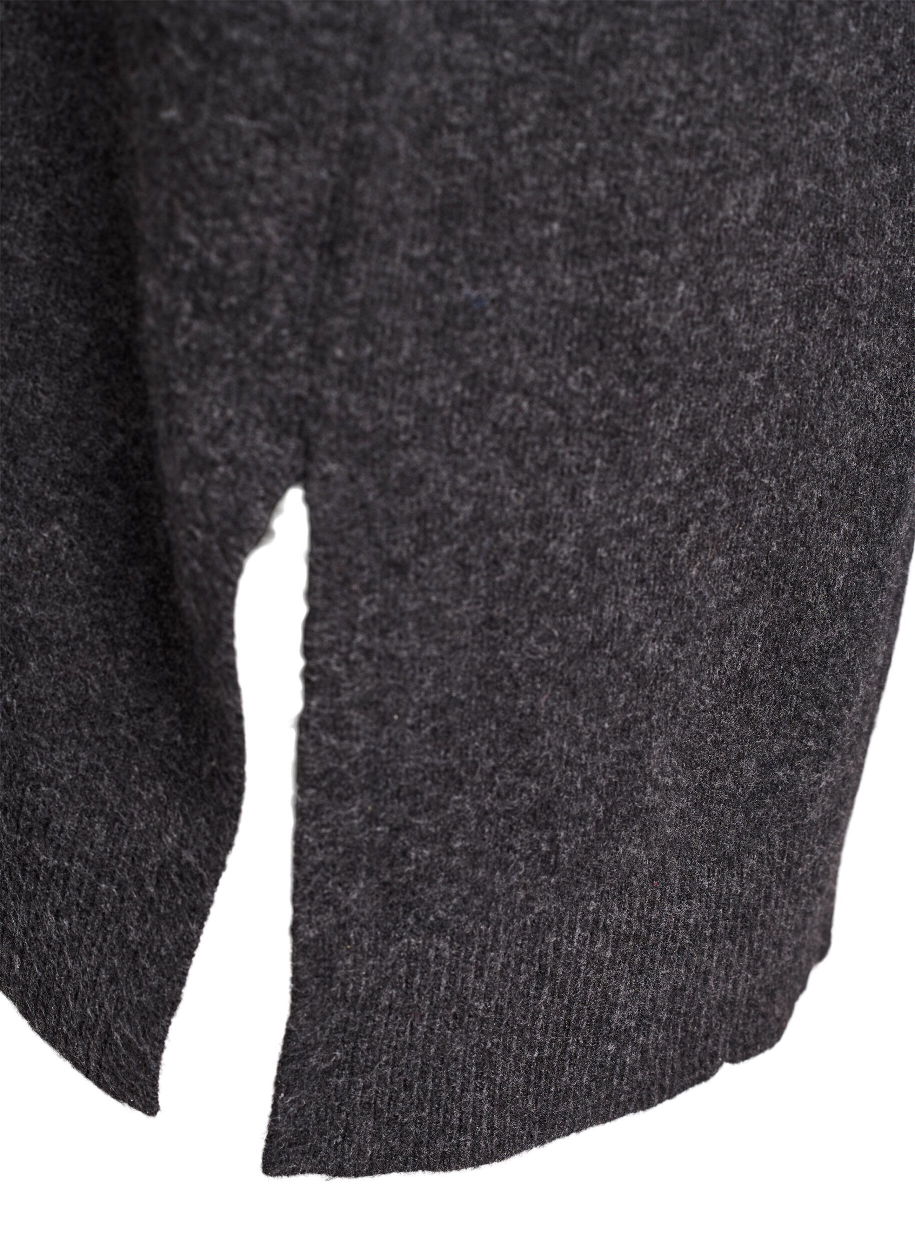 Zizzi Cardigan long en maille avec poches, Gris anthracite, Packshot image number 4