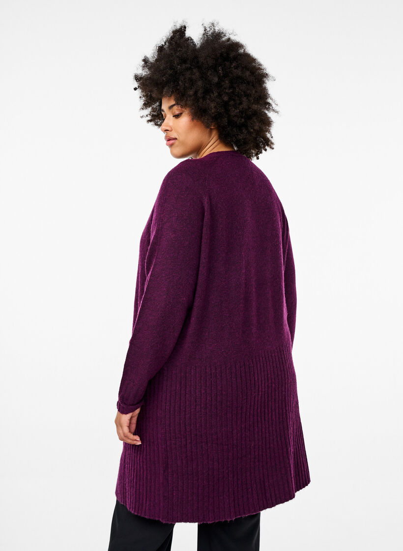 Cardigan long avec des poches, Potent Purple Mel., Model image number 1