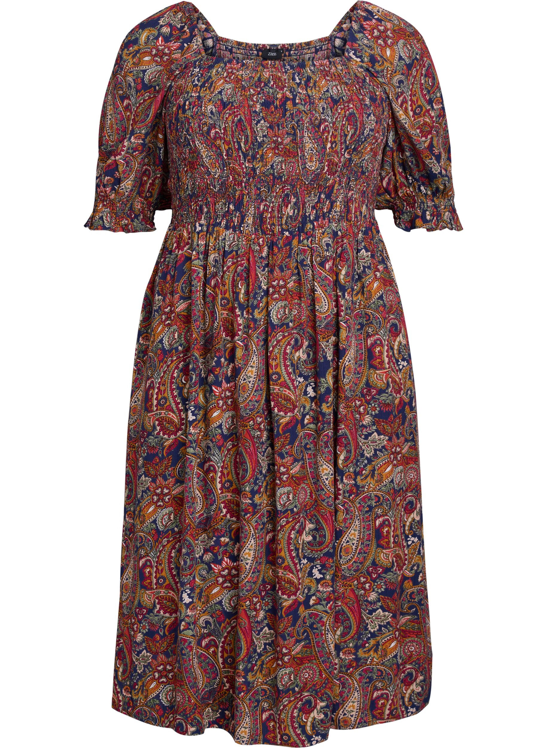 Zizzi Robe d'&eacute;t&eacute; en viscose &agrave; imprim&eacute; paisley, Bleu, Packshot image number 0