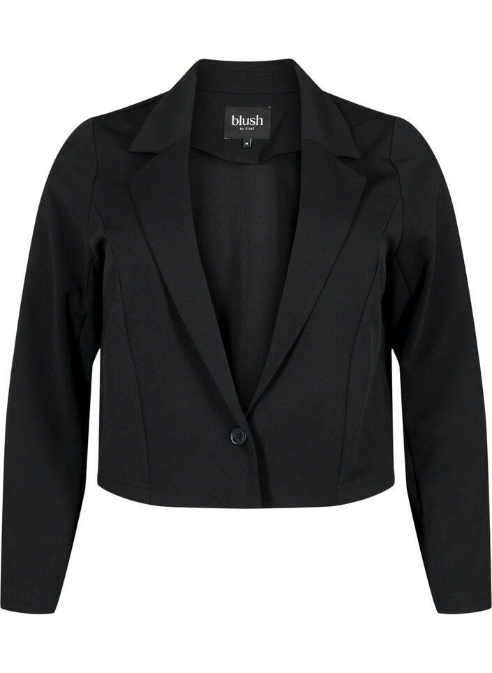 Blazer court avec bouton, Black, Packshot image number 0