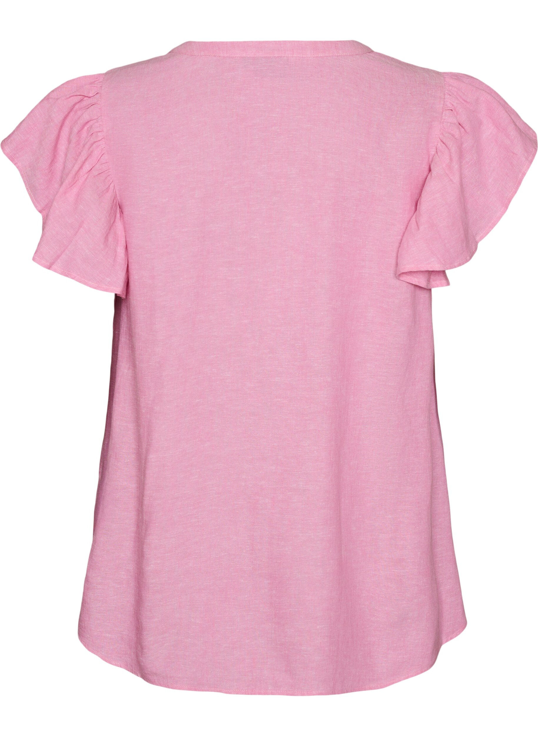 ZizziBlouse en viscose et lin avec manches &agrave; volants, Rose, Packshot image number 1