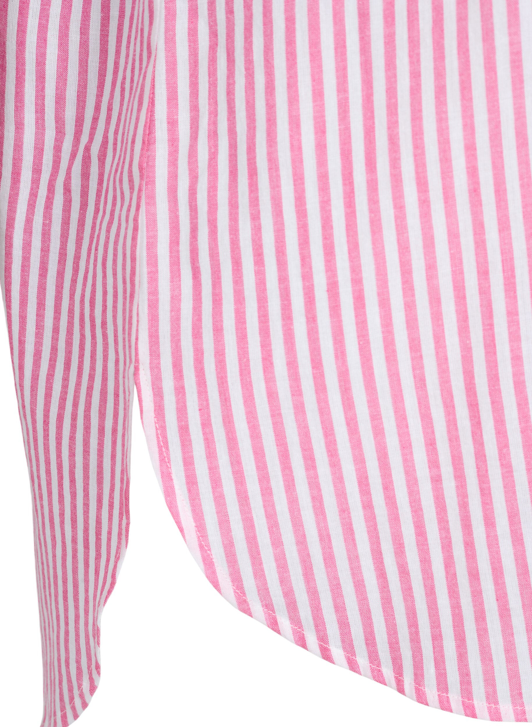 Zizzi Tunique ray&eacute;e avec coupe en V et boutons, Beetroot Stripe, Packshot image number 3