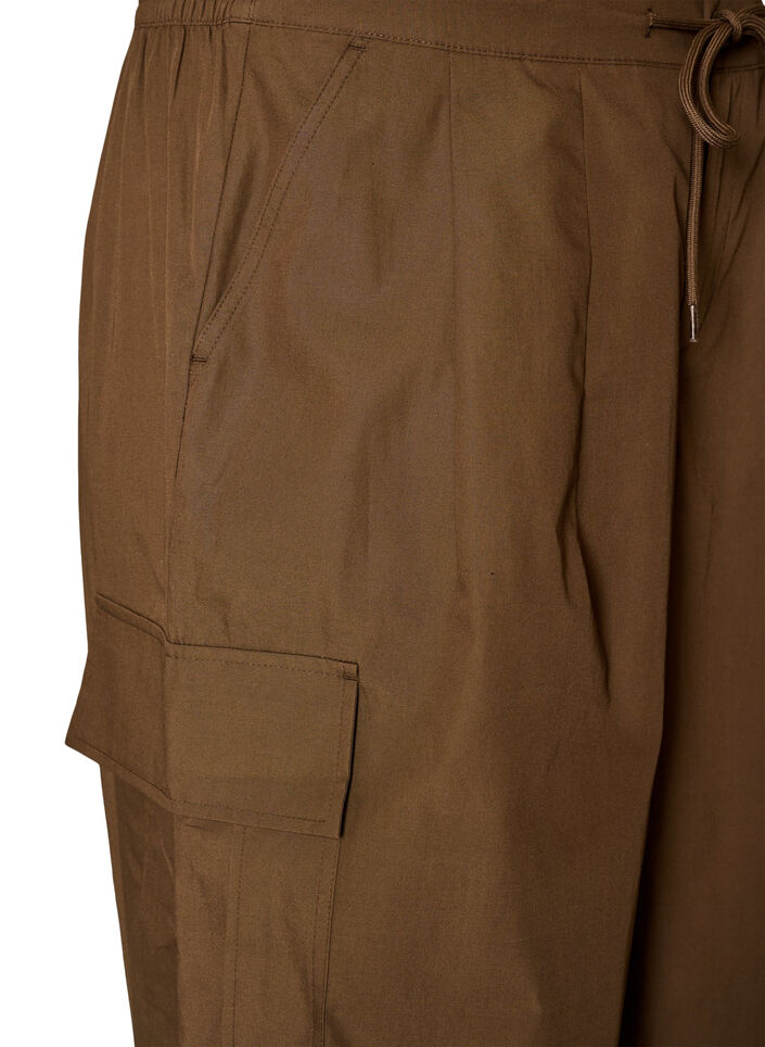 Pantalon cargo ballon en coton, Marron, Packshot image number 2