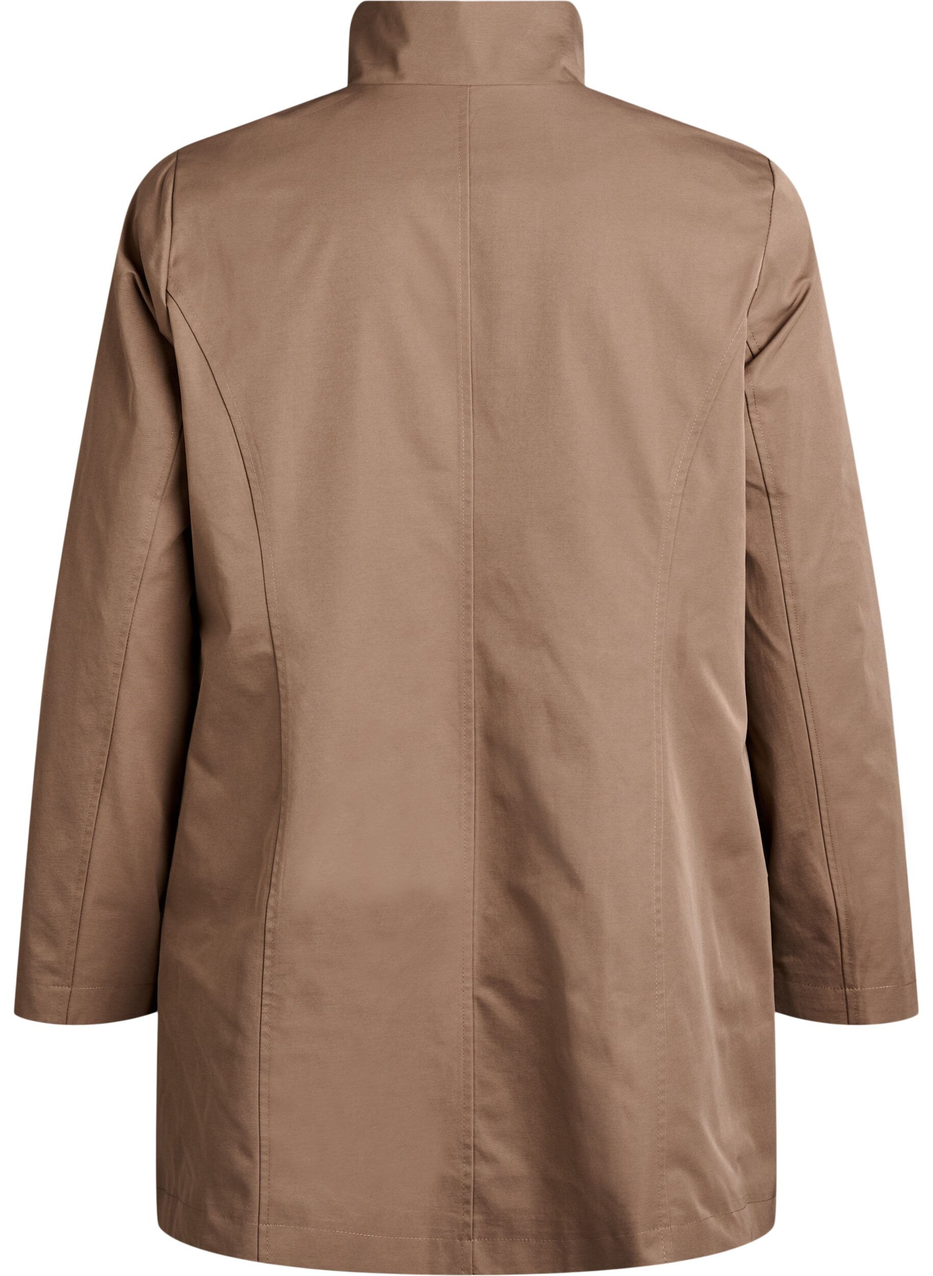 Zizzi Veste de mi-saison avec poches et col montant, Marron, Packshot image number 1