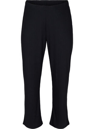 Pantalon ample en matière côtelée, Black, Packshot image number 0