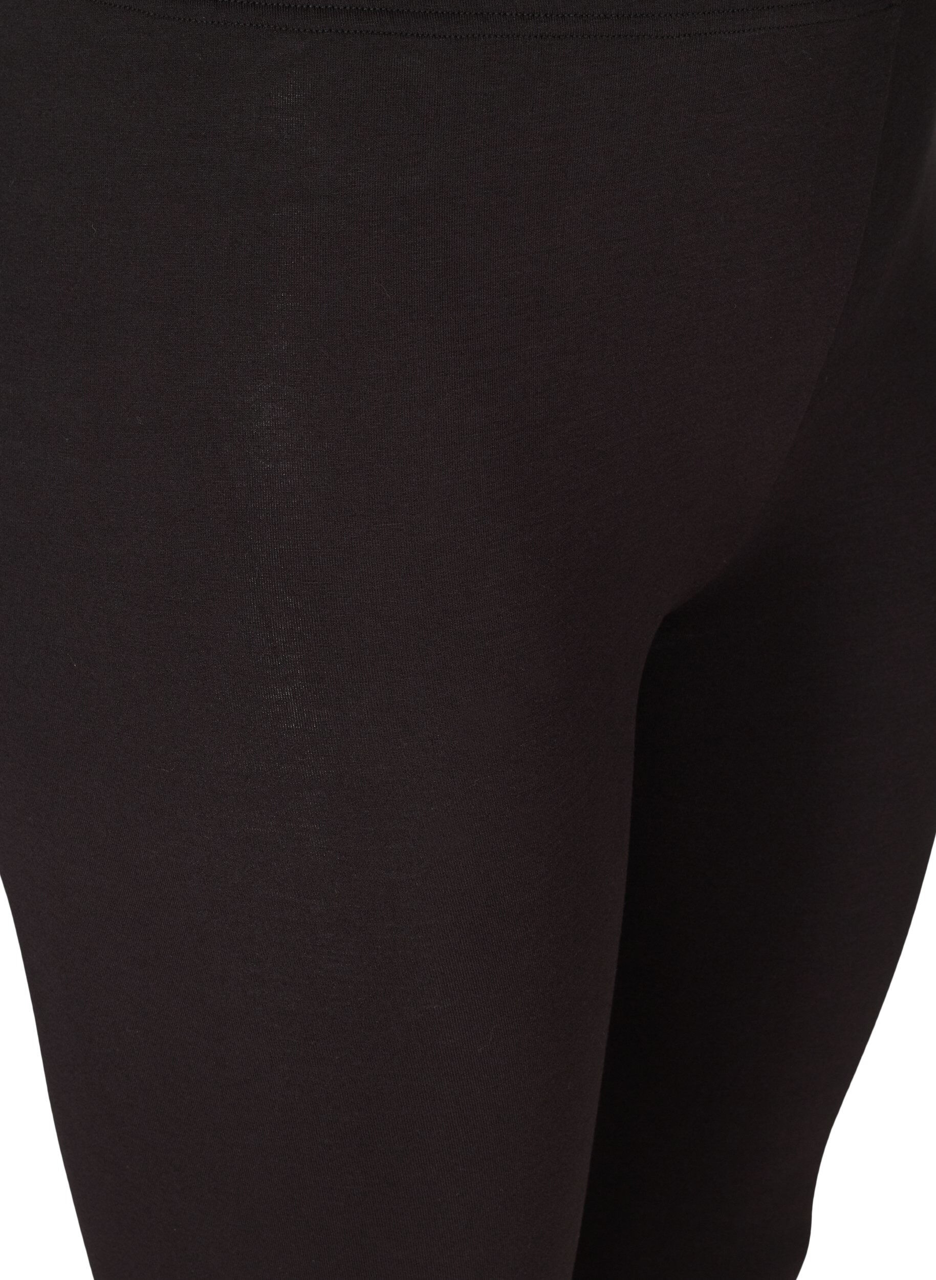 Zizzi Leggings basiques 3/4 avec d&eacute;tails fronc&eacute;s, Noir, Packshot image number 2