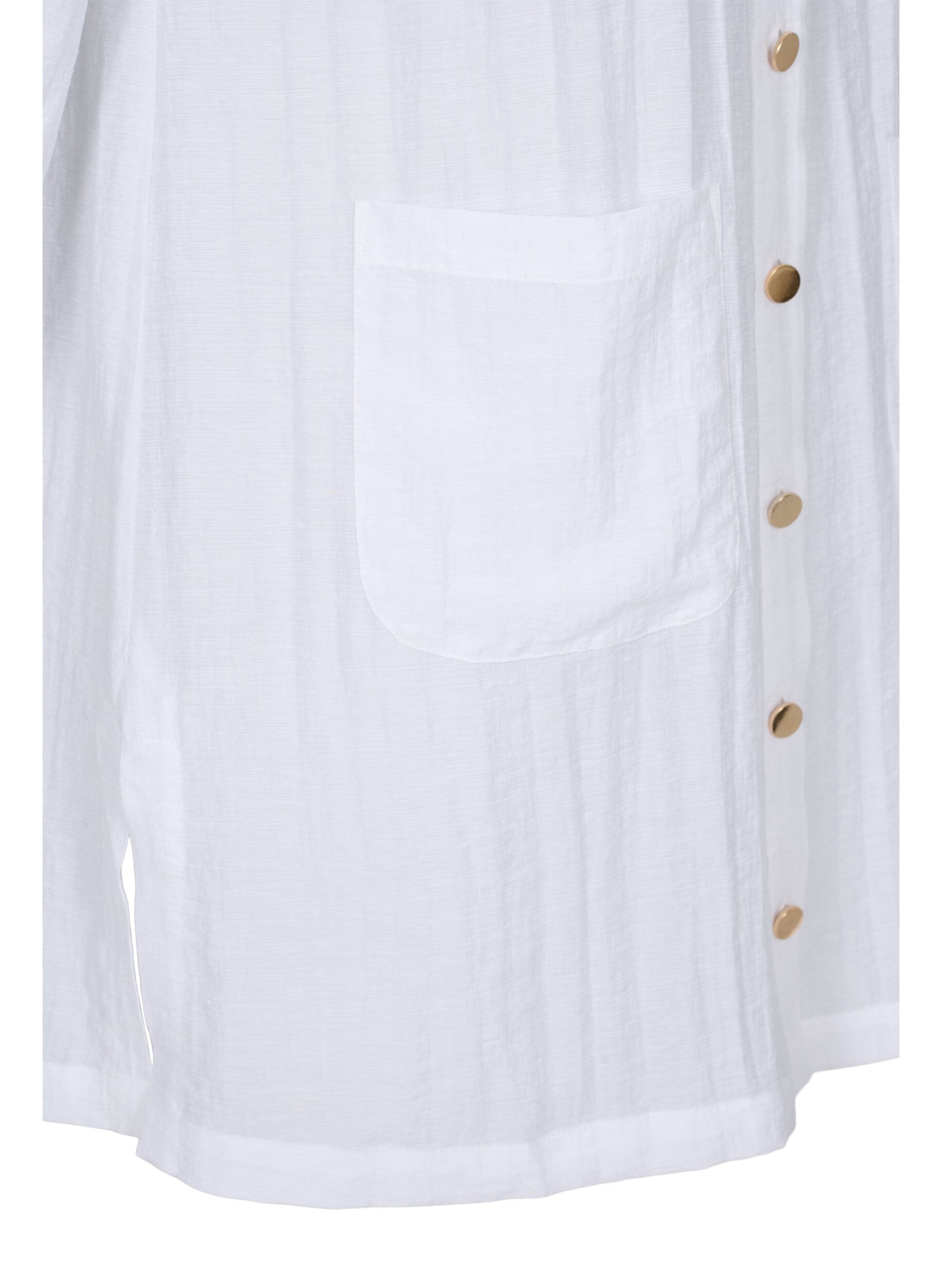 Zizzi Chemise longue &agrave; manches 3/4, Bright White, Packshot image number 3