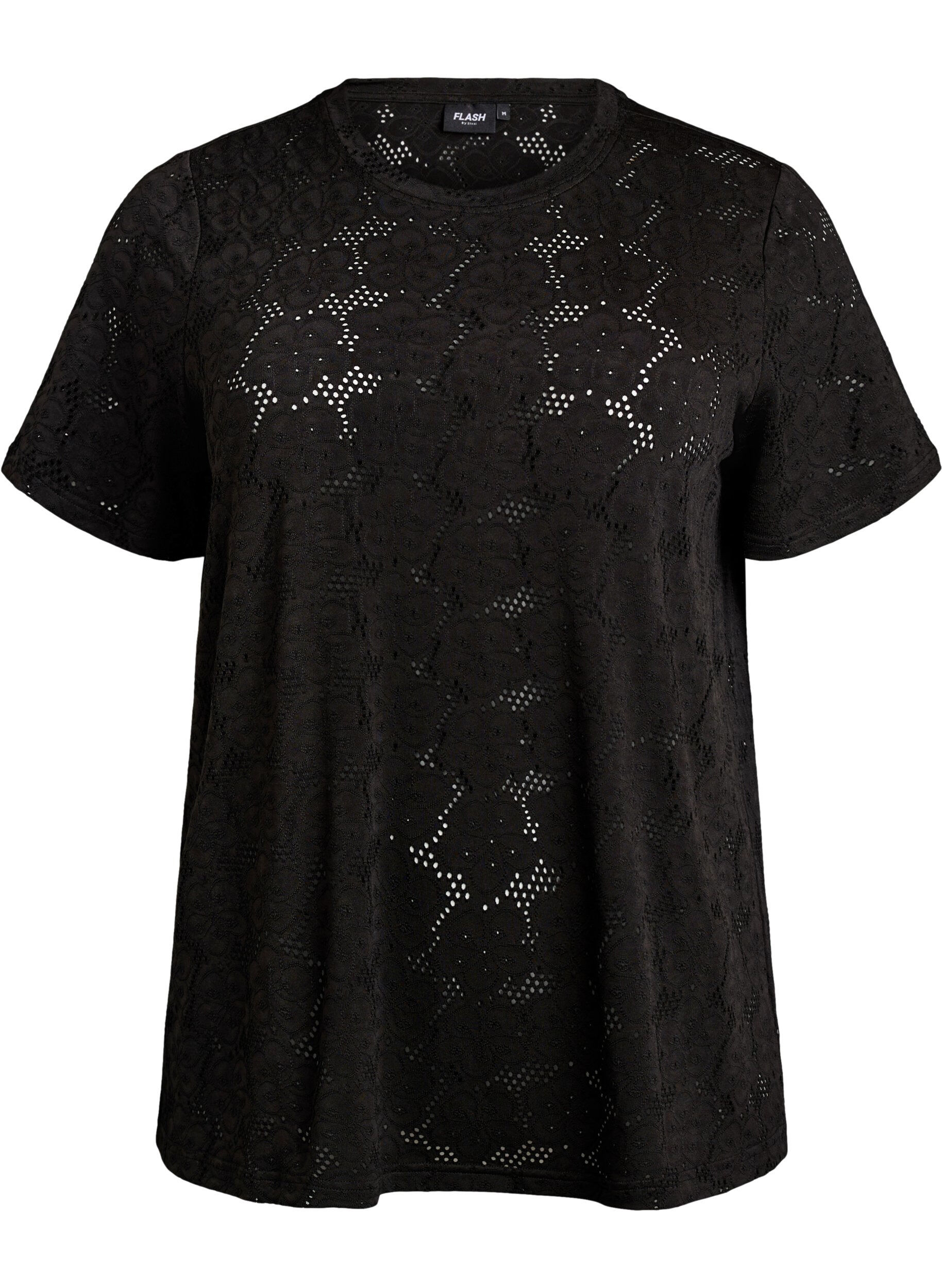 Zizzi FLASH - T-shirt avec motif ajour&eacute;, Noir, Packshot image number 0