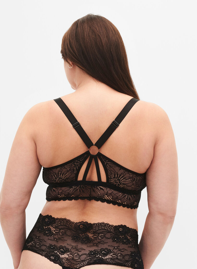 Bralette en dentelle avec détail au dos, Black, Model image number 1