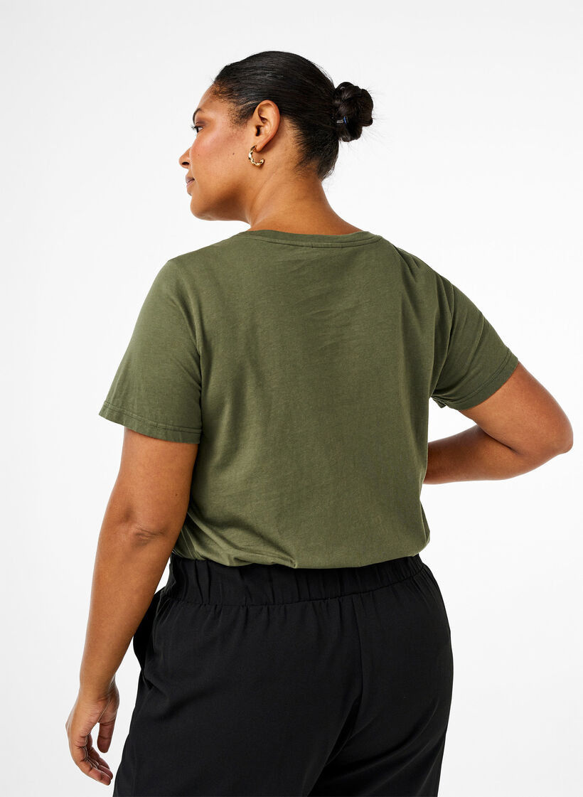 T-shirt en coton avec motif strass, Thyme w. Rhinestones, Model image number 1