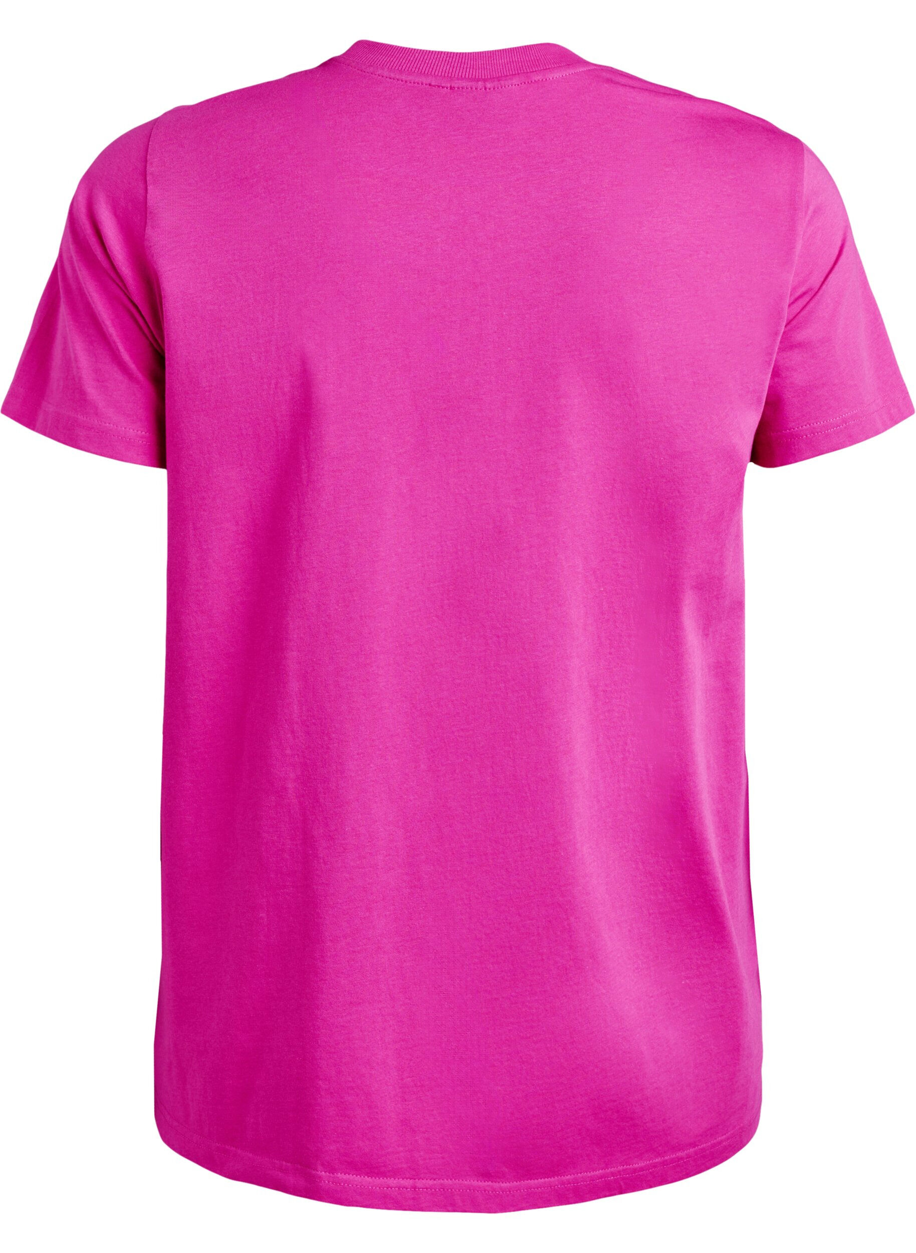 Zizzi T-shirt basique en coton &agrave; col rond, Rose, Packshot image number 1