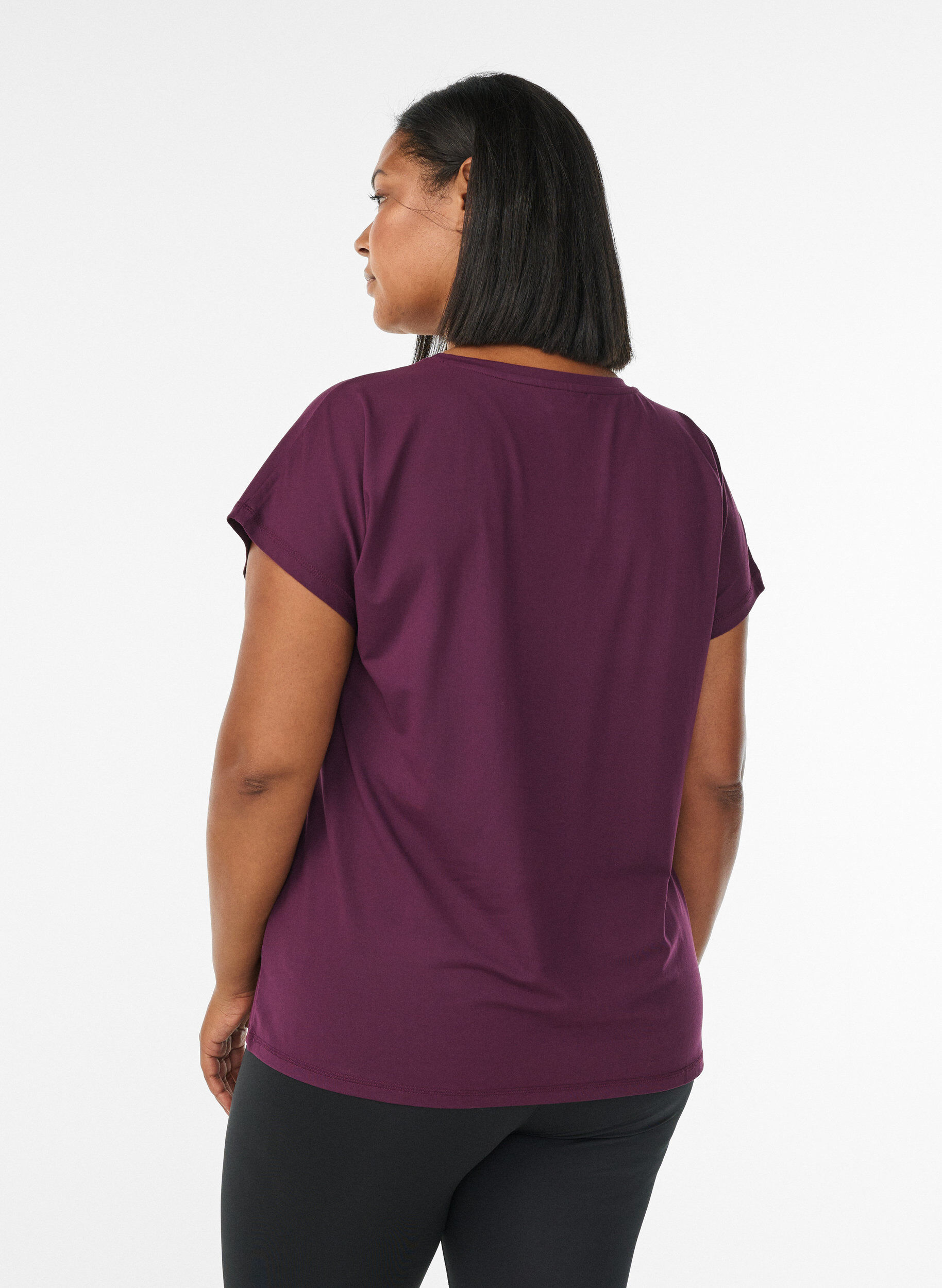 Zizzi T-shirt de sport couleur unie, Violet, Model image number 2