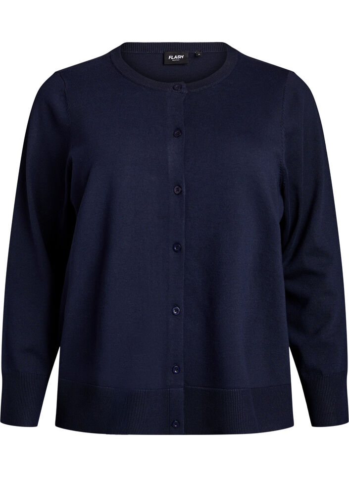 Cardigan en maille fine avec col rond, Bleu, Packshot image number 0