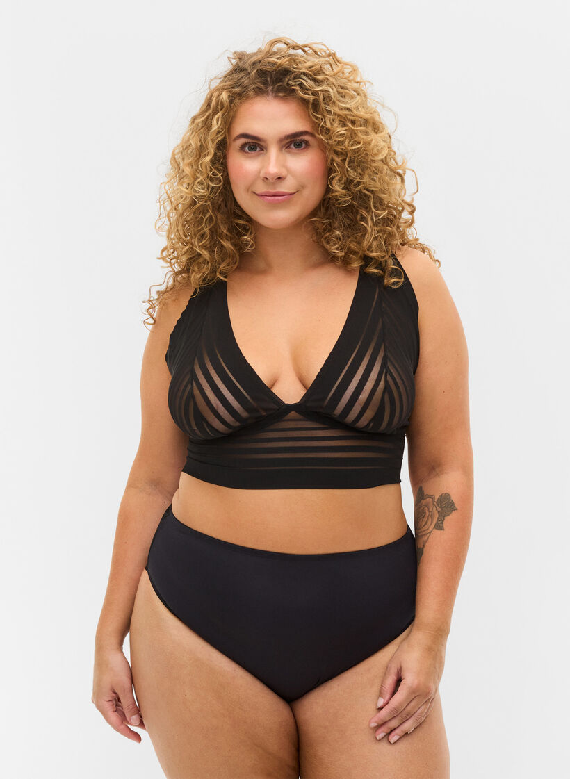 Culotte coupe normale avec mesh, Black, Model image number 0