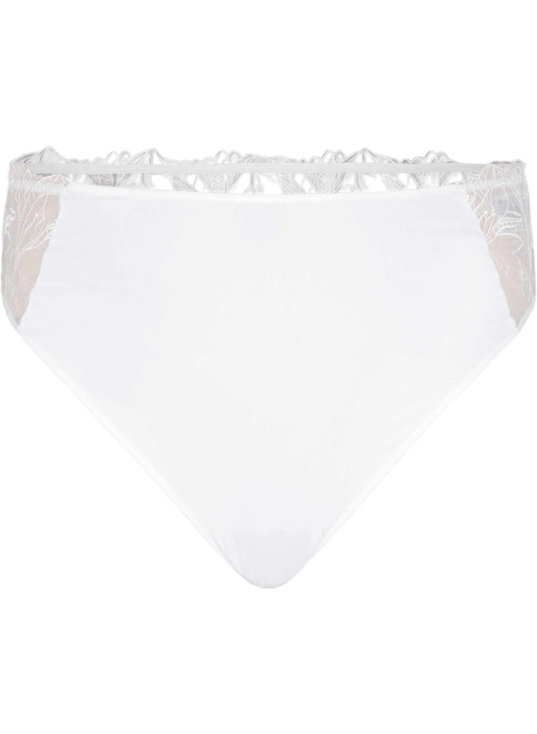 Zizzi String en microfibre avec dentelle, Blanc, Packshot image number 0