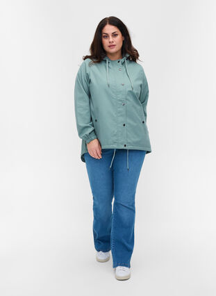 Veste Parka courte à capuche et bas ajustable, Chinois Green, Model image number 2