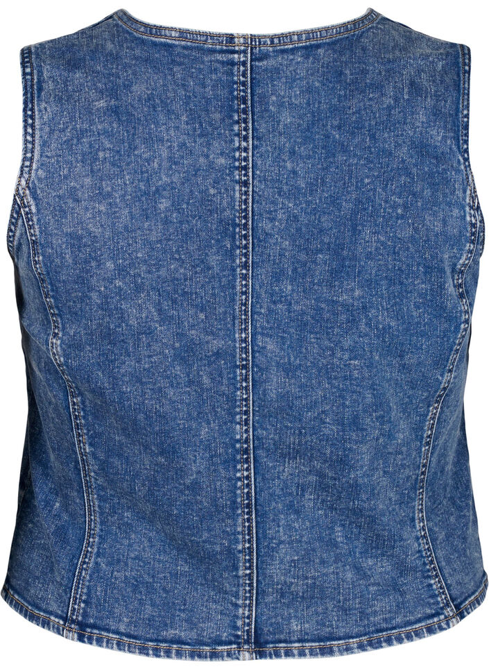 Gilet slim fit en jean avec des boutons, Blue Denim, Packshot image number 1