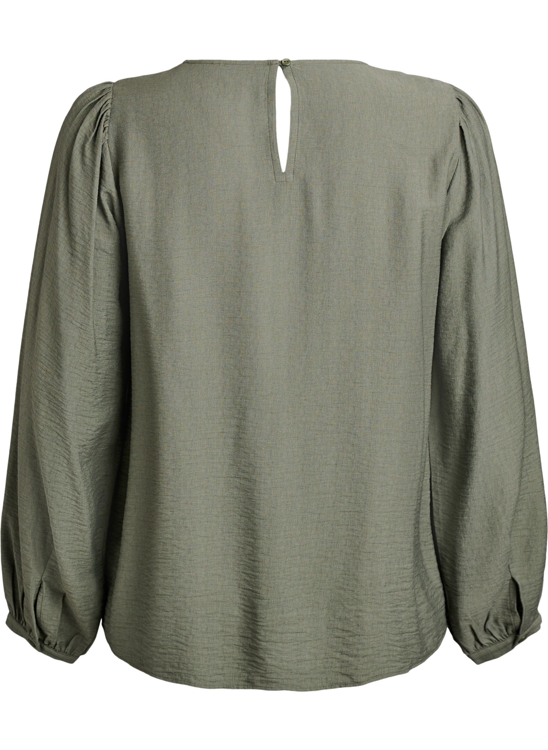 Zizzi Blouse en viscose &agrave; manches longues, Vert, Packshot image number 1