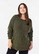 Blouse en maille chin&eacute;e &agrave; col rond, Vert fonc&eacute;, Model image number 0