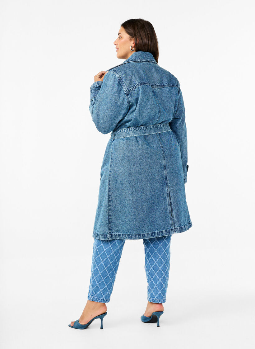 Trench en jean avec ceinture, Blue Denim, Model image number 1