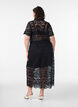 Jupe midi en dentelle avec taille &eacute;lastique, Noir, Model image number 1