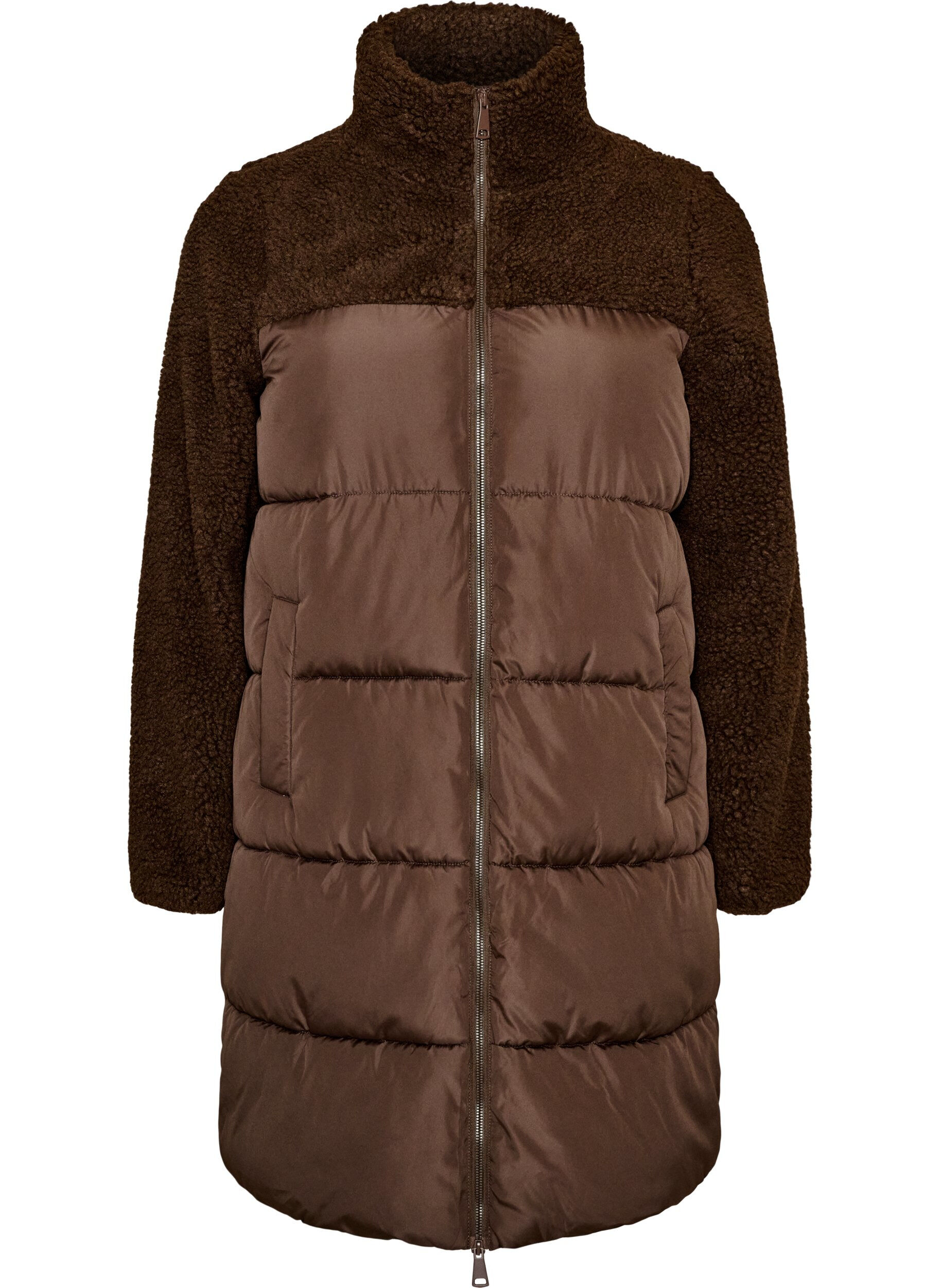 Doudoune mi-longue avec polaire teddy