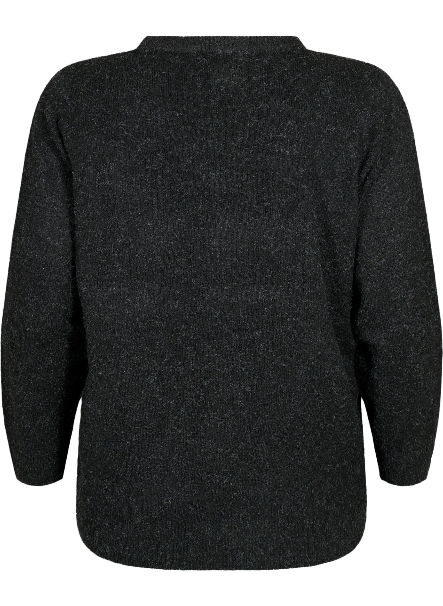 ZizziPull chin&eacute; &agrave; col en V, Dark Grey Melange, Packshot image number 1