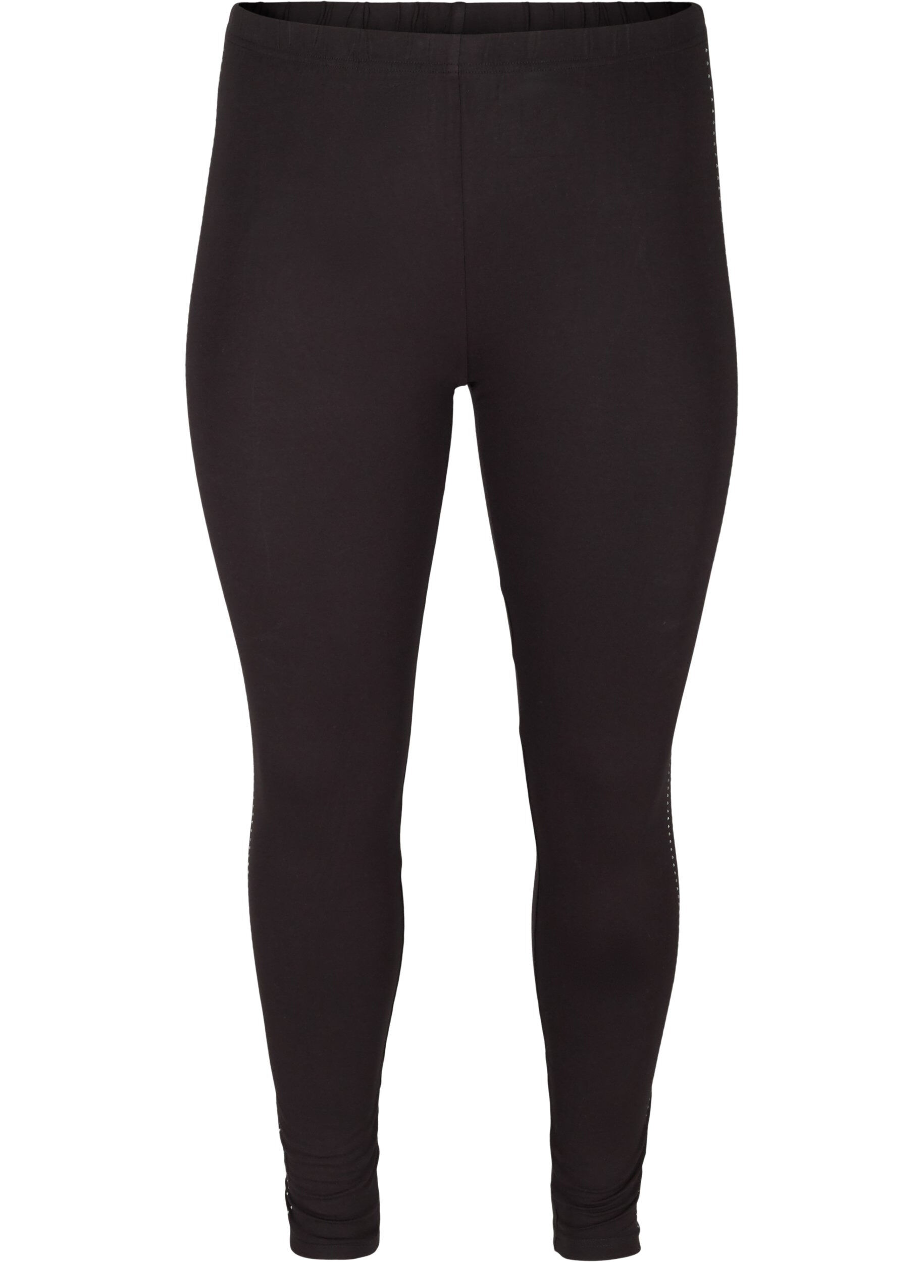 Zizzi Leggings en viscose avec strass sur le c&ocirc;t&eacute;, Black, Packshot image number 0