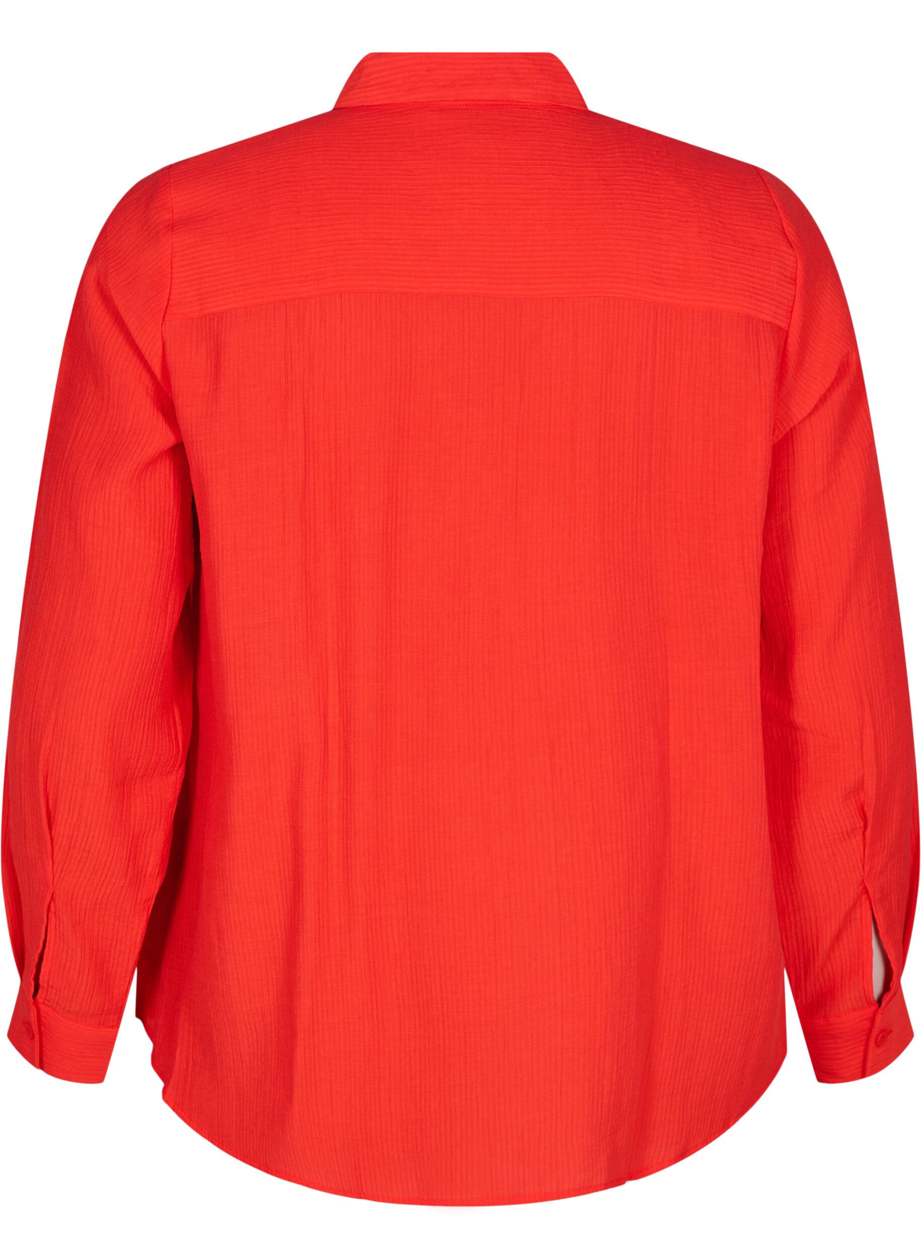 Zizzi Chemise &agrave; texture ray&eacute;e, Rouge, Packshot image number 1