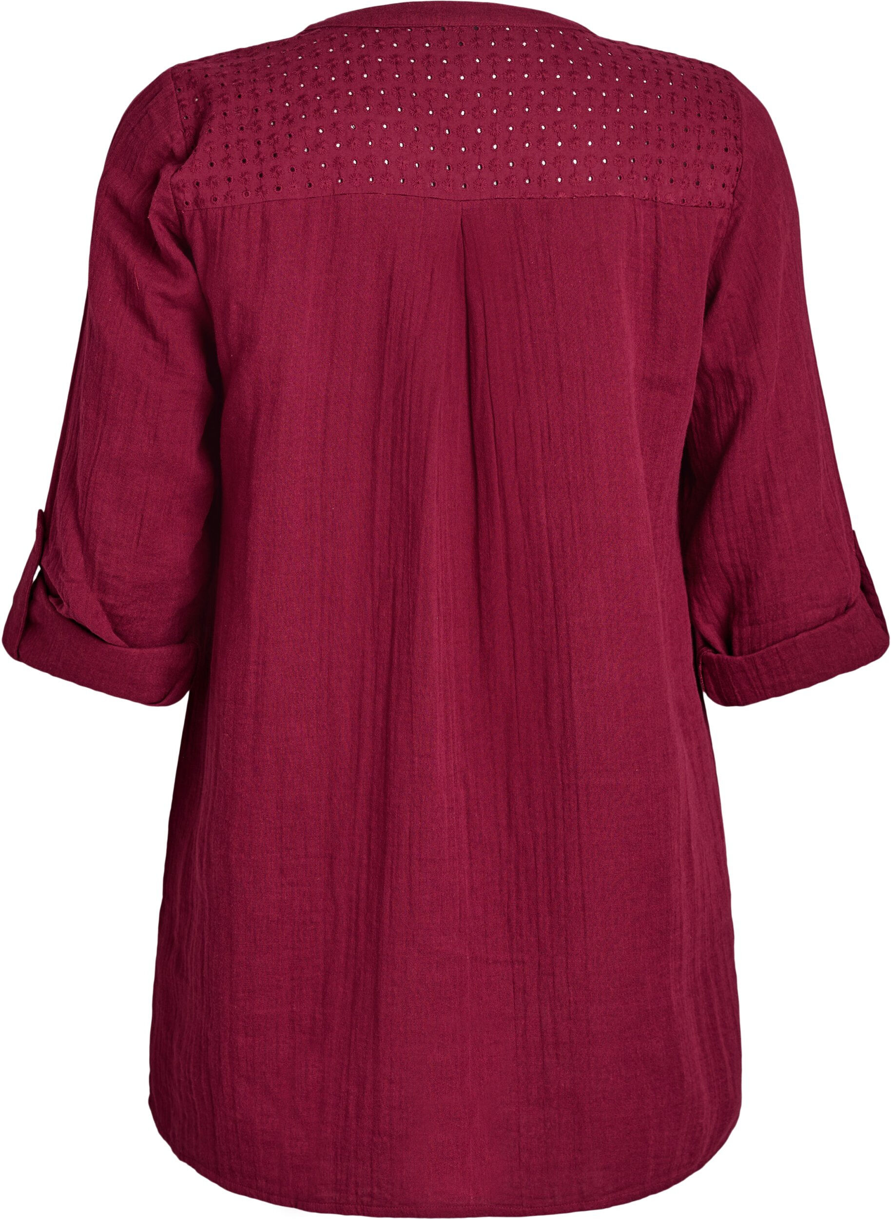 ZizziTunique en mousseline de coton avec broderie anglaise, Bordeaux fonc&eacute;, Packshot image number 1