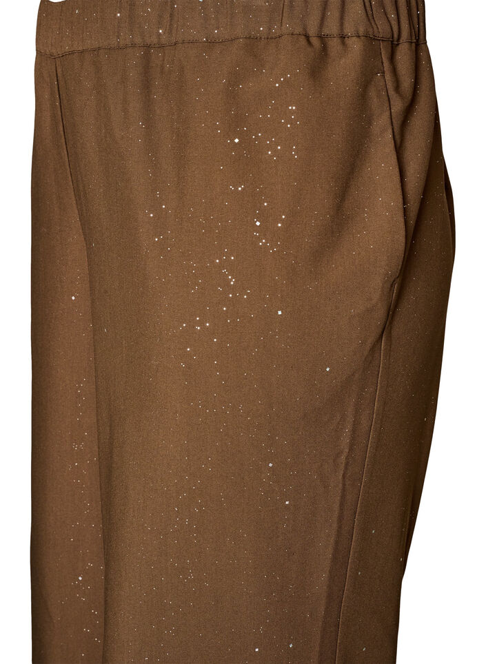 Pantalon &agrave; coupe ample avec paillettes, Marron, Packshot image number 2