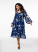 Robe de soir&eacute;e en mousseline &agrave; manches longues, Bleu, Model image number 1