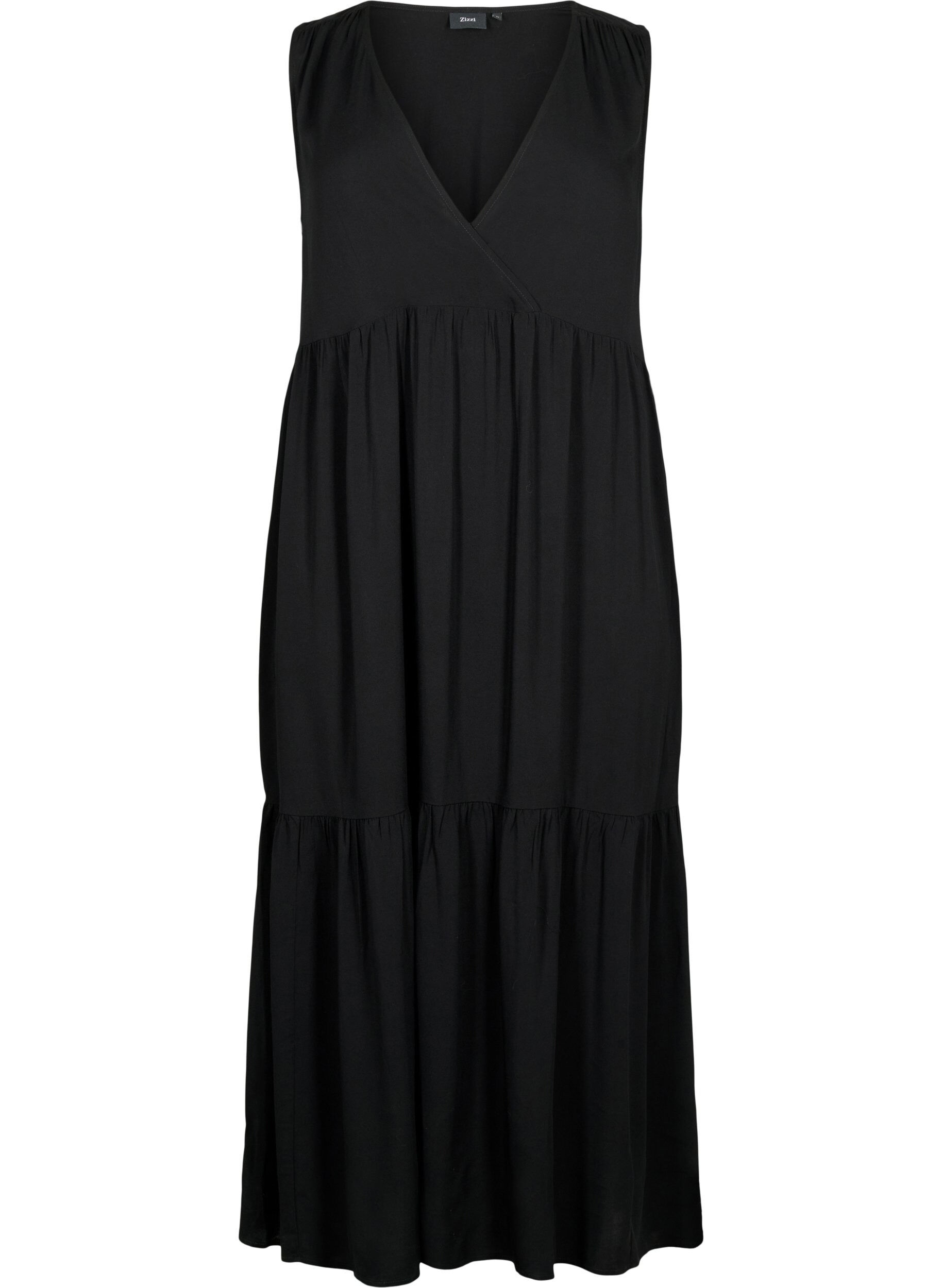 Zizzi Robe longue sans manches en viscose, Black, Packshot image number 0