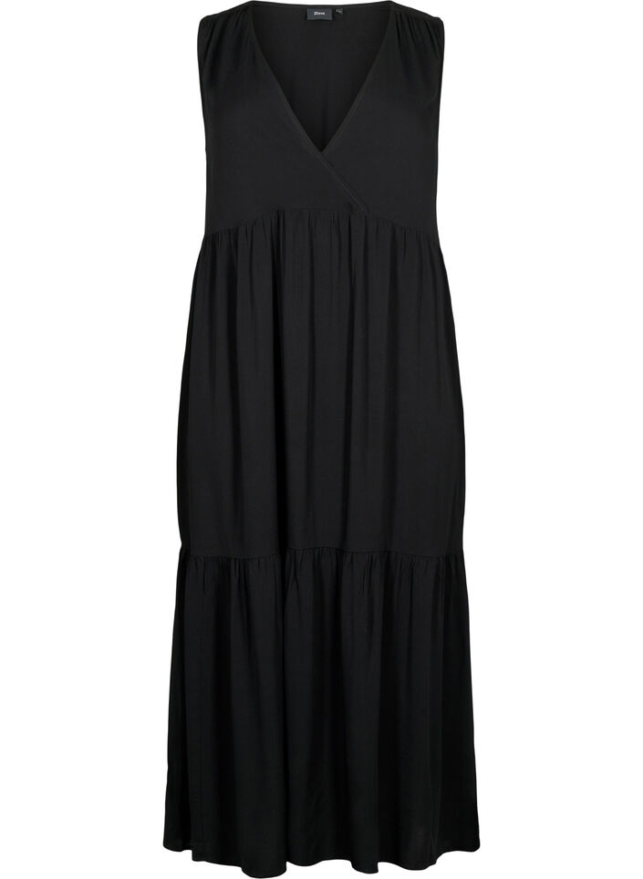 Robe longue sans manches en viscose, Black, Packshot image number 0