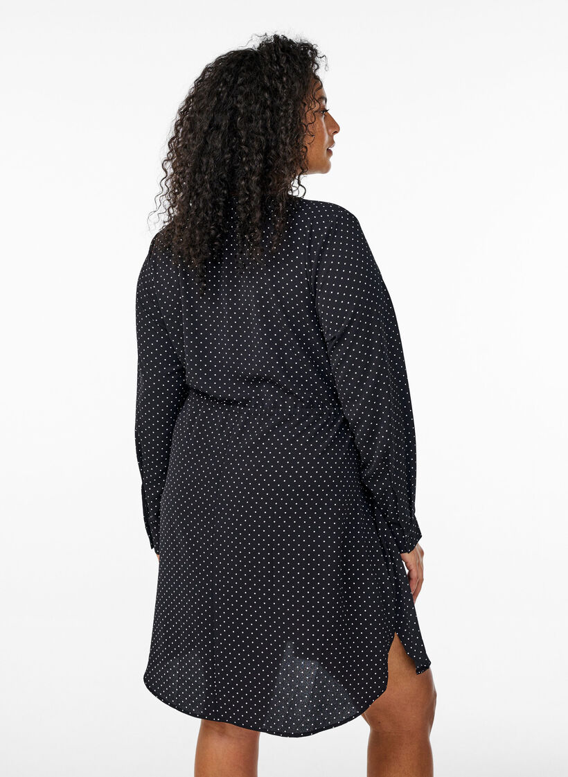 Robe mi-longue avec ceinture à nouer, Noir, Model image number 2