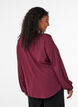 Blouse en viscose avec col en V et ourlet arrondi, Bordeaux, Model image number 2