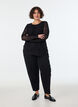 Blouse en maille avec imprim&eacute; cachemire et ourlet asym&eacute;trique, Noir, Model image number 1