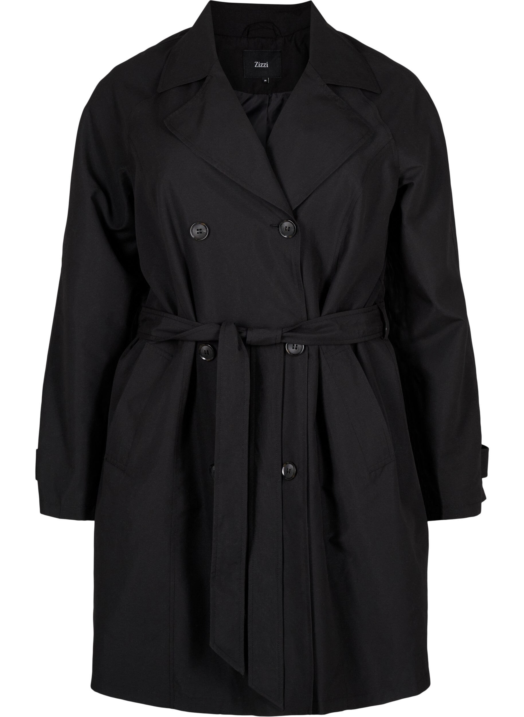 Zizzi Trench-coat avec ceinture et fente, Black, Packshot image number 0