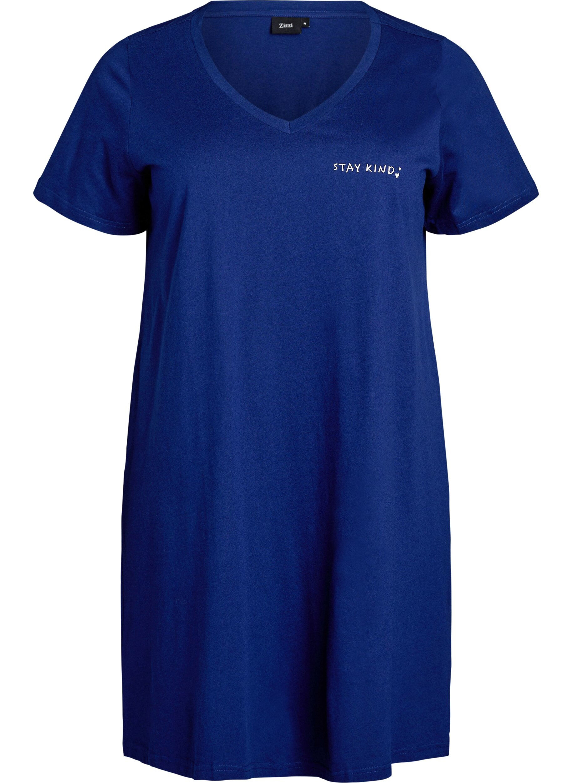 Chemise de nuit en coton biologique et &agrave; col en V