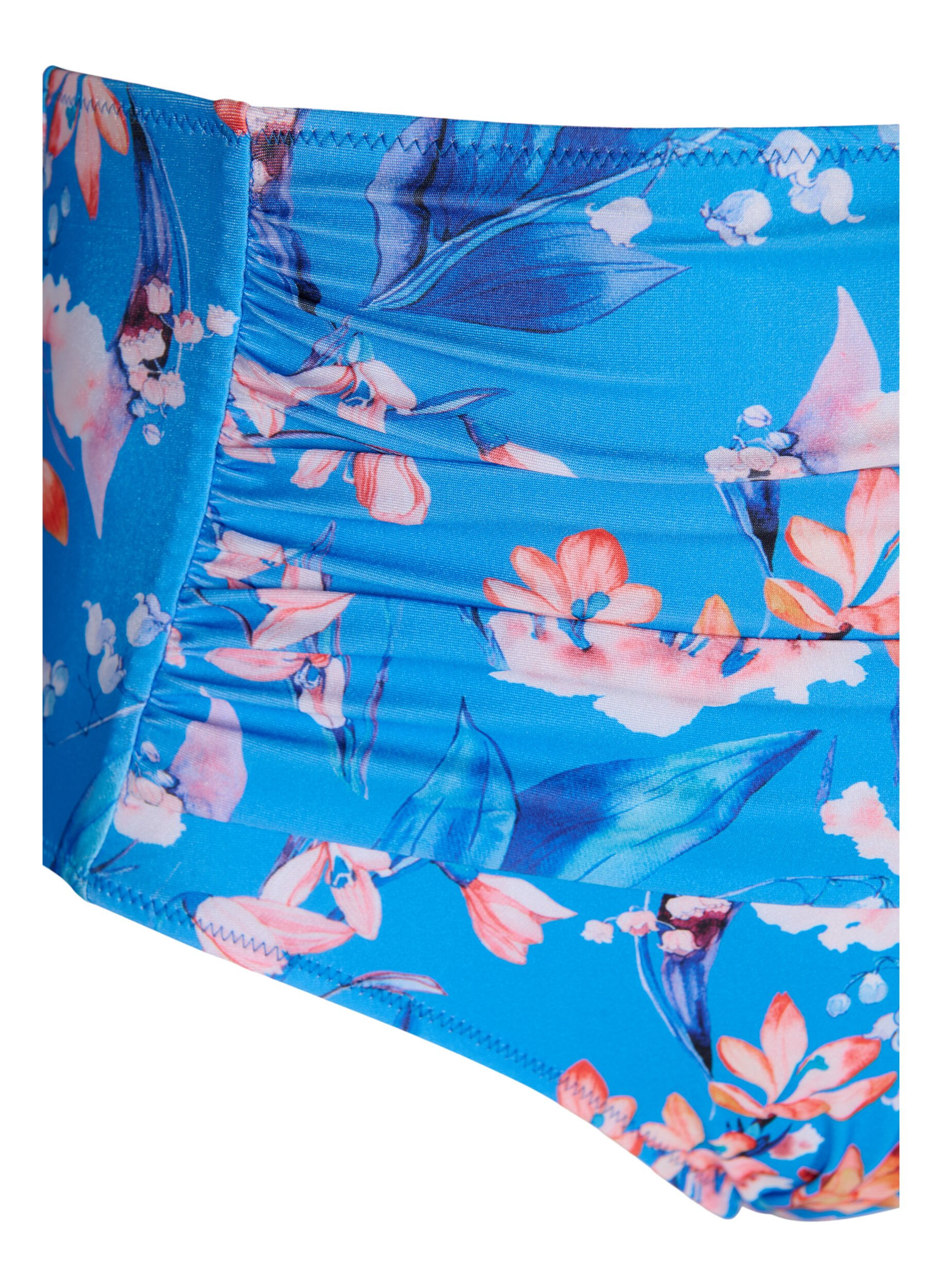 Zizzi Bas de bikini taille extra haute avec imprim&eacute;, Bleu, Packshot image number 2